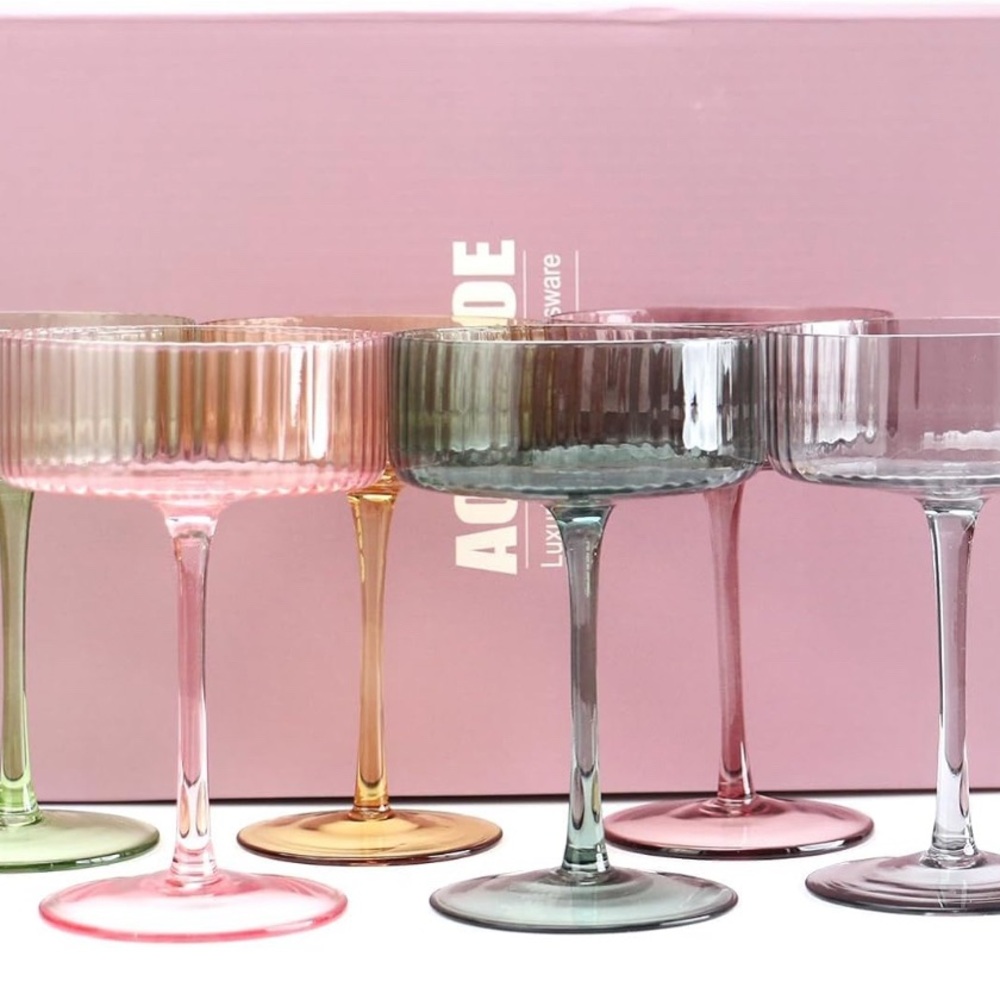 Multi color champagne coupes - 6